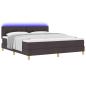 Preview: LED Boxspringbett mit Matratze Dunkelbraun 180x200 cm Stoff