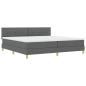 Preview: LED Boxspringbett mit Matratze Dunkelgrau 200x200 cm Stoff