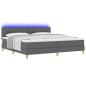 Preview: LED Boxspringbett mit Matratze Dunkelgrau 200x200 cm Stoff