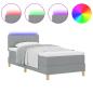 Preview: Boxspringbett mit Matratze & LED Licht Grau 100x200 cm Stoff