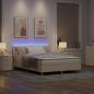 Preview: Boxspringbett mit Matratze & LED Creme 160x200 cm Stoff