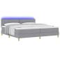 Preview: Boxspringbett mit Matratze & LED Hellgrau 200x200 cm Stoff