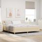 Preview: ARDEBO.de - Boxspringbett mit Matratze & LED Creme 200x200 cm Stoff