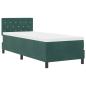 Preview: LED Boxspringbett mit Matratze Dunkelgrün 80x200 cm Samt