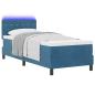 Preview: LED Boxspringbett mit Matratze Dunkelblau 80x200 cm Samt