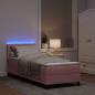 Preview: ARDEBO.de - LED Boxspringbett mit Matratze Rosa 80x200 cm Samt