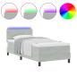 Preview: LED Boxspringbett mit Matratze Hellgrau 90x190 cm Samt