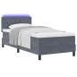 Preview: LED Boxspringbett mit Matratze Dunkelgrau 100x200 cm Samt
