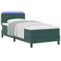Preview: LED Boxspringbett mit Matratze Dunkelgrün 100x200 cm Samt