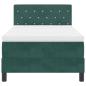 Preview: LED Boxspringbett mit Matratze Dunkelgrün 100x200 cm Samt