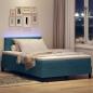 Preview: LED Boxspringbett mit Matratze Dunkelblau 120x200 cm Samt