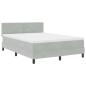 Preview: LED Boxspringbett mit Matratze Hellgrau 140x190 cm Samt