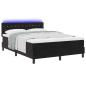 Preview: LED Boxspringbett mit Matratze Schwarz 140x190 cm Samt