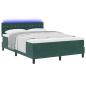 Preview: LED Boxspringbett mit Matratze Dunkelgrün 140x190 cm Samt