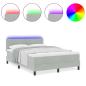 Preview: LED Boxspringbett mit Matratze Hellgrau 140x200 cm Samt