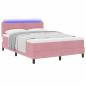 Preview: LED Boxspringbett mit Matratze Rosa 140x200 cm Samt