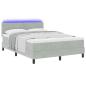 Preview: LED Boxspringbett mit Matratze Hellgrau 160x200 cm Samt