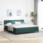 Preview: ARDEBO.de - LED Boxspringbett mit Matratze Dunkelgrün 180x200 cm Samt
