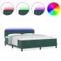 Preview: LED Boxspringbett mit Matratze Dunkelgrün 180x200 cm Samt