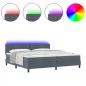 Preview: LED Boxspringbett mit Matratze Dunkelgrau 200x200 cm Samt