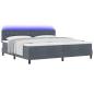 Preview: LED Boxspringbett mit Matratze Dunkelgrau 200x200 cm Samt