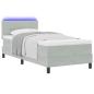 Preview: LED Boxspringbett mit Matratze Hellgrau 90x190 cm Samt