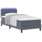 Preview: LED Boxspringbett mit Matratze Dunkelgrau 90x190 cm Samt
