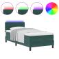 Preview: LED Boxspringbett mit Matratze Dunkelgrün 90x190 cm Samt
