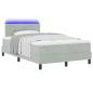 Preview: LED Boxspringbett mit Matratze Hellgrau 120x200 cm Samt