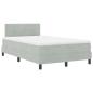 Preview: LED Boxspringbett mit Matratze Hellgrau 120x200 cm Samt