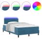 Preview: LED Boxspringbett mit Matratze Dunkelblau 120x200 cm Samt