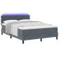 Preview: ARDEBO.de - LED Boxspringbett mit Matratze Dunkelgrau 140x190 cm Samt