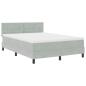 Preview: LED Boxspringbett mit Matratze Hellgrau 140x200 cm Samt