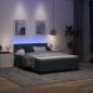 Preview: LED Boxspringbett mit Matratze Dunkelgrau 140x200 cm Samt