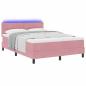 Preview: LED Boxspringbett mit Kopfteil Rosa 160 x 200 cm Samt