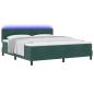 Preview: LED Boxspringbett mit Matratze Dunkelgrün 180x200 cm Samt