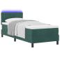 Preview: LED Boxspringbett mit Matratze Dunkelgrün 80x200 cm Samt
