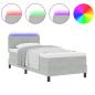 Preview: LED Boxspringbett mit Matratze Hellgrau 90x190 cm Samt