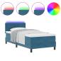 Preview: Boxspringbett mit Matratze & LED Dunkelblau 90x190 cm Samt