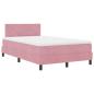 Preview: LED Boxspringbett mit Matratze Rosa 120x190 cm Samt