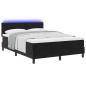 Preview: LED Boxspringbett mit Matratze Schwarz 140x190 cm Samt