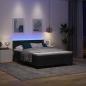 Preview: LED Boxspringbett mit Kopfteil Schwarz 140 x 190 cm Samt