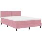 Preview: LED Boxspringbett mit Matratze Rosa 160x200 cm Samt