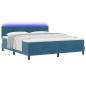 Preview: LED Boxspringbett mit Matratze Dunkelblau 180x200 cm Samt