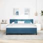 Preview: LED Boxspringbett mit Matratze Dunkelblau 180x200 cm Samt