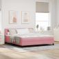 Preview: ARDEBO.de - LED Boxspringbett mit Matratze Rosa 180x200 cm Samt