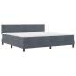 Preview: LED Boxspringbett mit Matratze Dunkelgrau 200x200 cm Samt