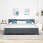 Preview: LED Boxspringbett mit Matratze Dunkelgrau 200x200 cm Samt