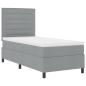 Preview: LED Boxspringbett mit Matratze Hellgrau 90x190 cm Stoff