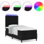 Preview: LED Boxspringbett mit Matratze Schwarz 100x200 cm Stoff